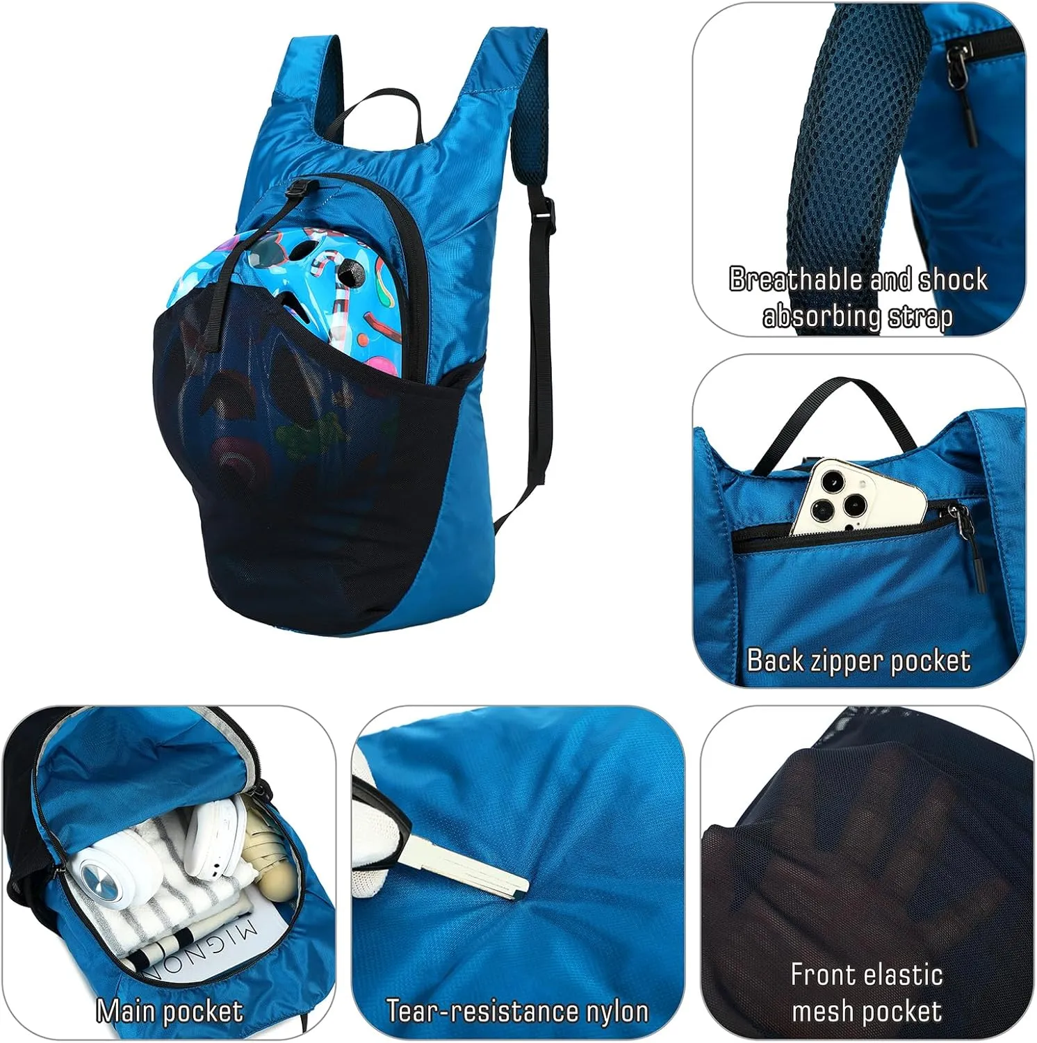 15L Small Packable Lightweight Backpack Hiking Daypack Water Resistant Foldable Outdoor Camping Travel Bag for Women Men
