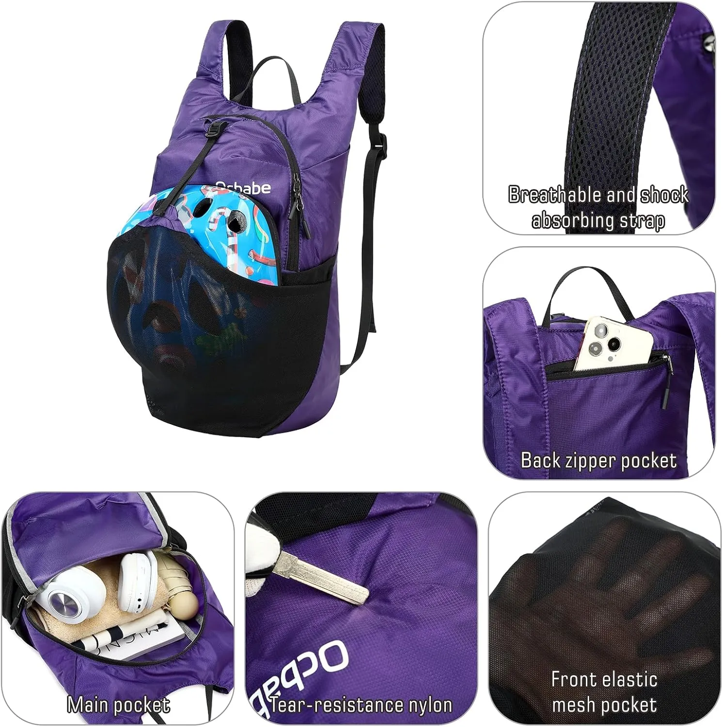 15L Small Packable Lightweight Backpack Hiking Daypack Water Resistant Foldable Outdoor Camping Travel Bag for Women Men