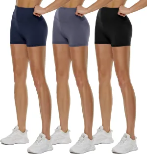 3 Pack High Waisted Biker Shorts for Women  3"/ 5"/ 8" Black Workout Yoga Compression Novelty Shorts for Running