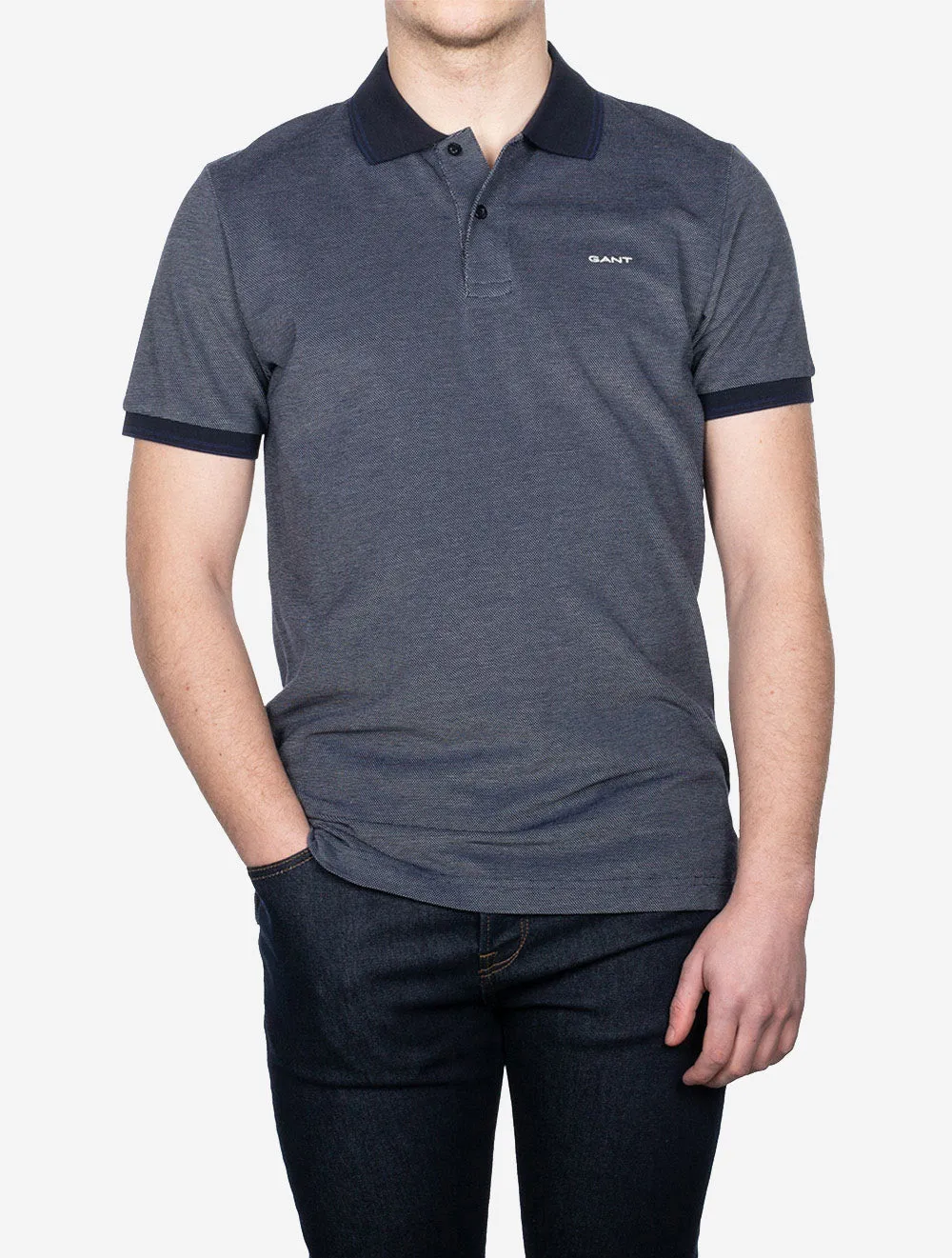 4 Colour Oxford Short Sleeve Pique Polo Persian Blue
