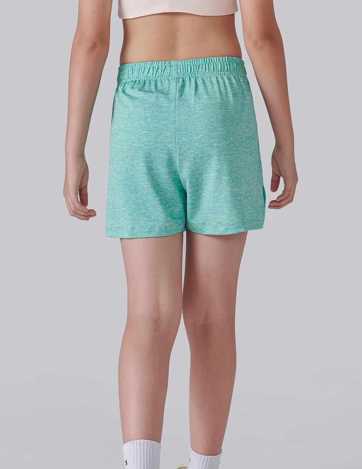 4 Pack Youth Girls Athletic Shorts 3", Girls Soccer Shorts, Kids Workout Gym Clothes Activewear Apparel with Zipper Pockets