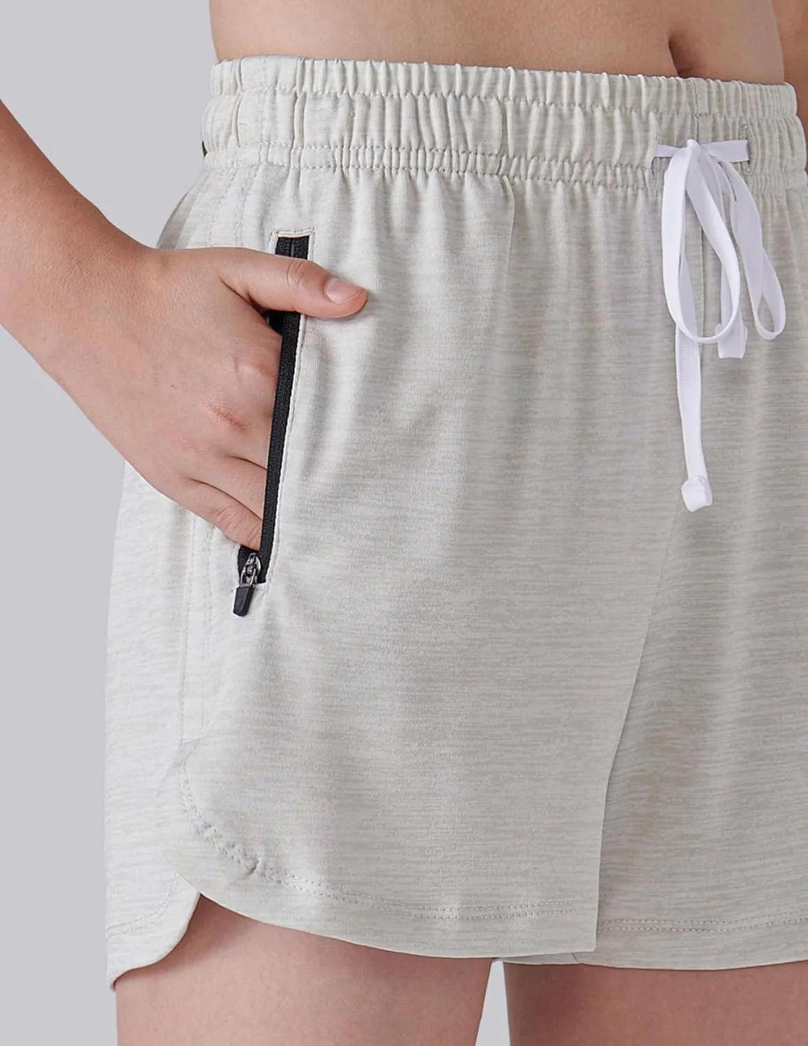4 Pack Youth Girls Athletic Shorts 3", Girls Soccer Shorts, Kids Workout Gym Clothes Activewear Apparel with Zipper Pockets