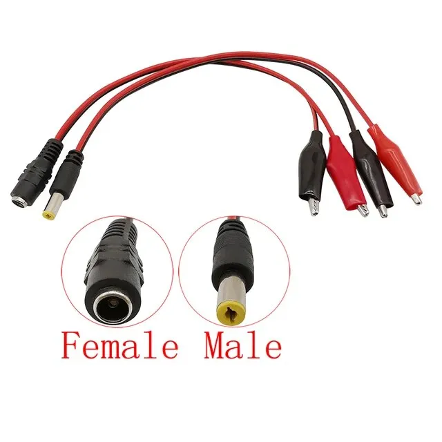 5.5×2.1mm DC Power Jack to Alligator Test Clips Clamp
