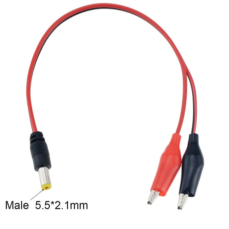 5.5×2.1mm DC Power Jack to Alligator Test Clips Clamp