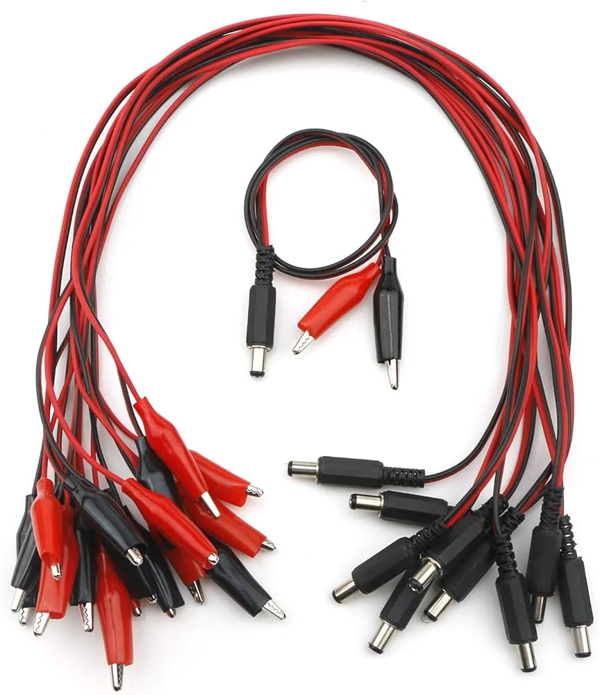 5.5×2.1mm DC Power Jack to Alligator Test Clips Clamp