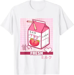 90s Japanese Otaku Gifts Anime Shirt Aesthetic Stylish Milk T-Shirt