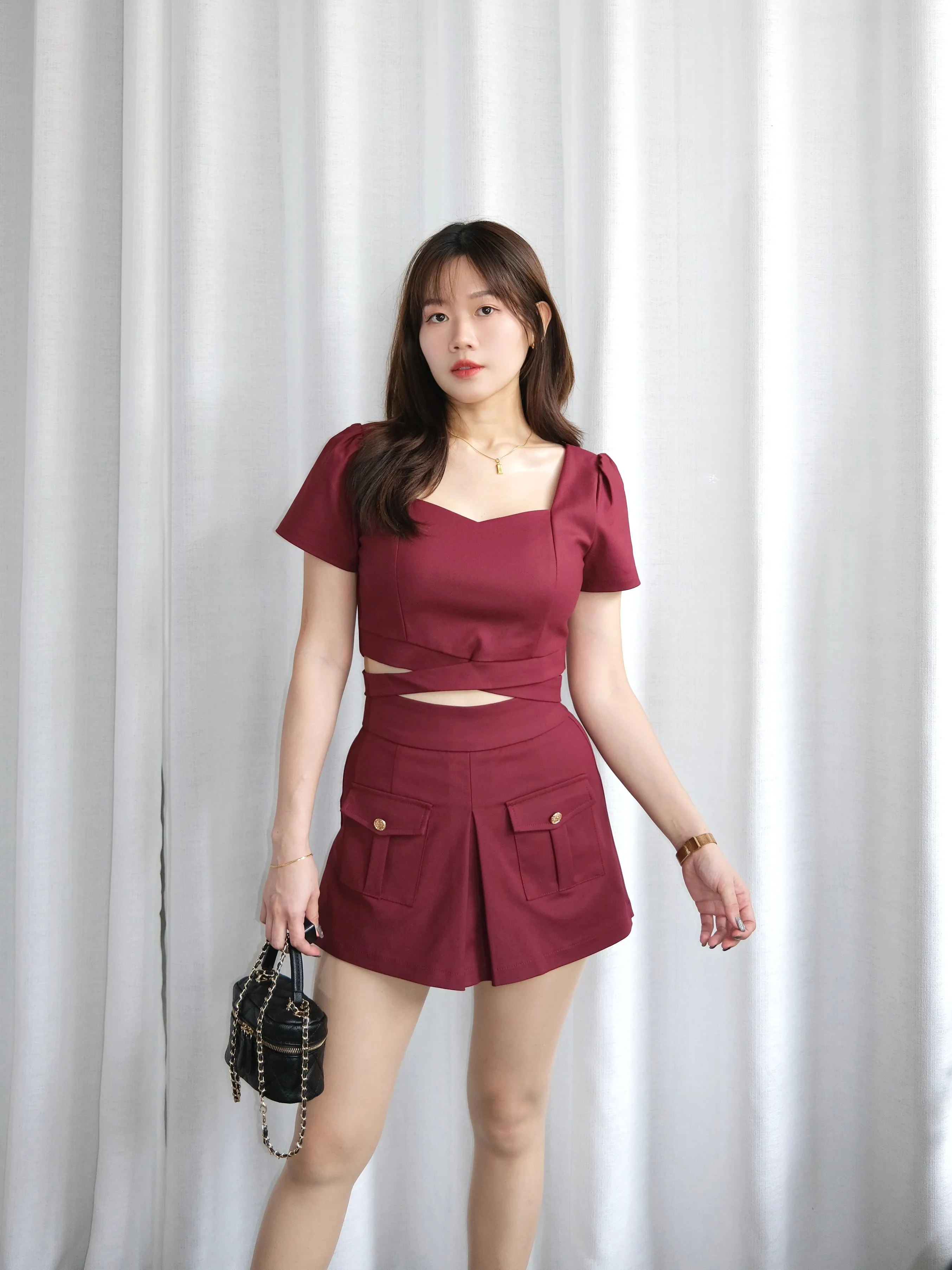ACEWIN Flap Pockets Inverted Pleated Skort (Size S-XXL) 501768