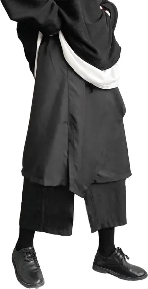 AITFINEISM Men's Casual Skirt Pants Loose Wide Leg Harem Pant Japanese Harajuku Kimono Trousers