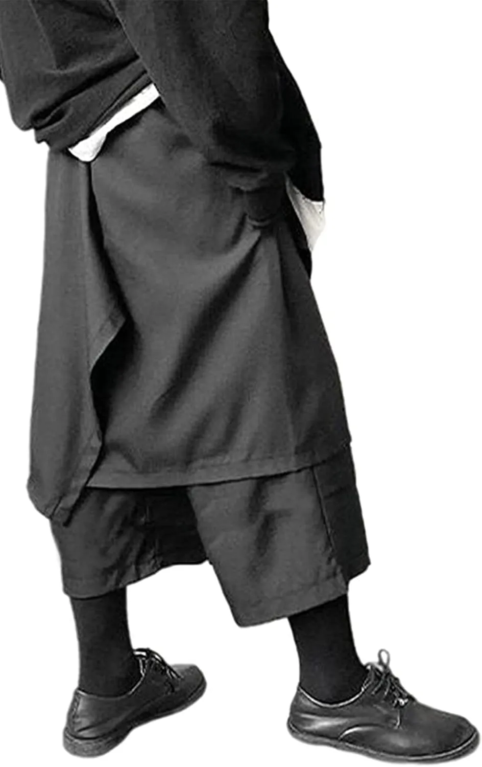AITFINEISM Men's Casual Skirt Pants Loose Wide Leg Harem Pant Japanese Harajuku Kimono Trousers