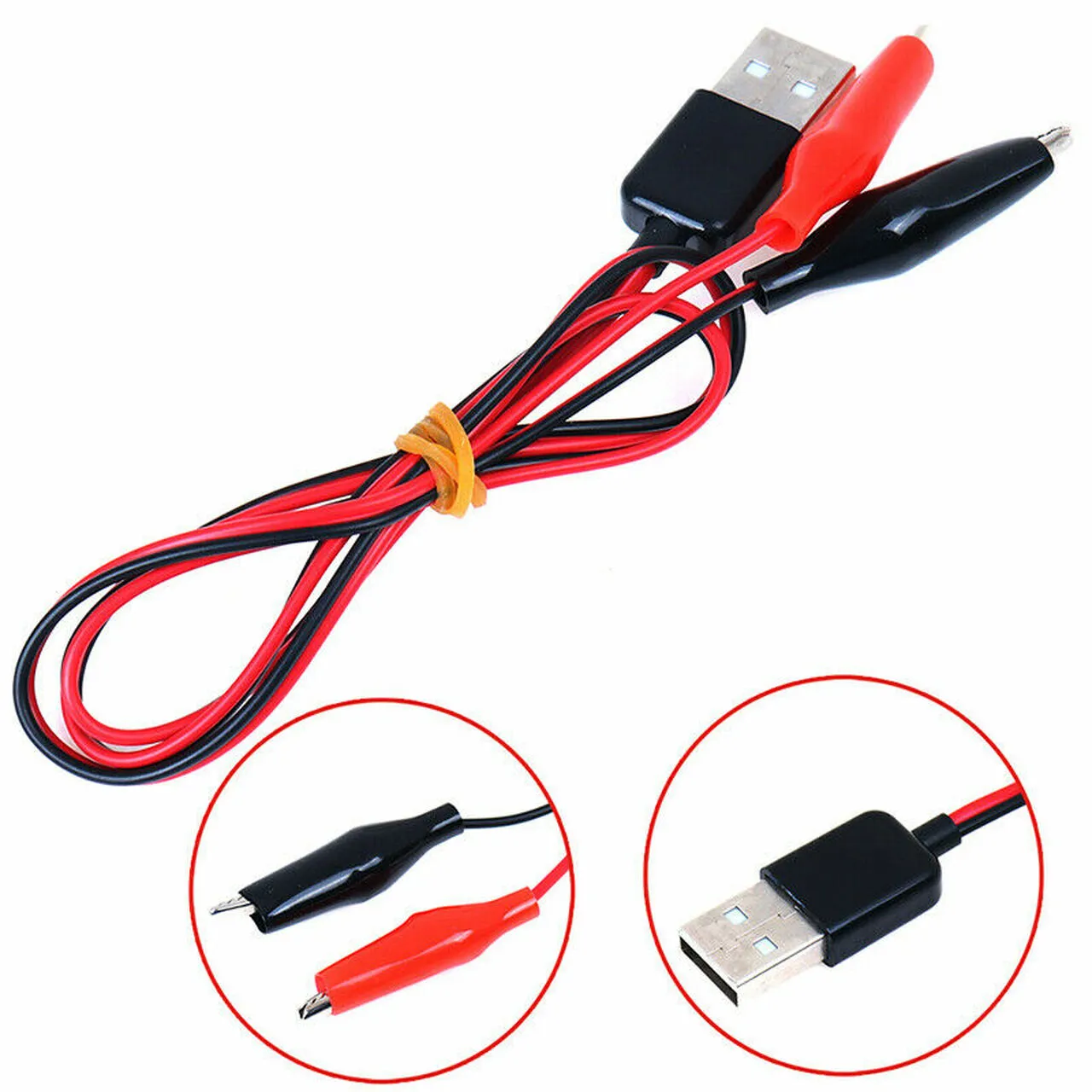 Alligator Test Clips Clamp to USB Male Connector - 60cm