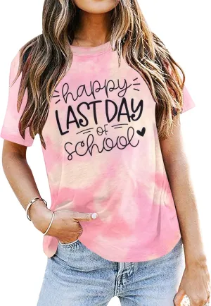 ALLTB Last Day of School Shirt for Teachers Women Teacher Life T-Shirt School Graduation Tee Appreciation Gift Shirt Top