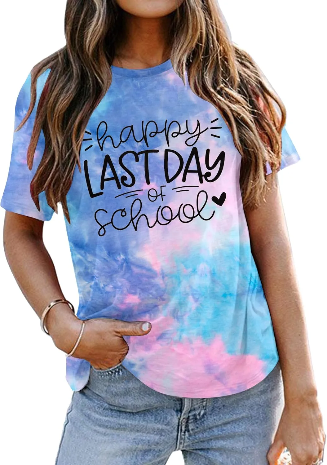 ALLTB Last Day of School Shirt for Teachers Women Teacher Life T-Shirt School Graduation Tee Appreciation Gift Shirt Top
