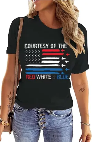American Flag Shirt Women 4th of July Patriotic T Shirt Funny Stars Stripes Graphic Tee Independence Day T-Shirt Top