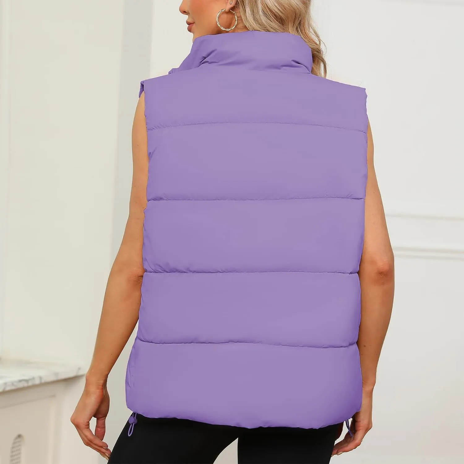 American Trends Womens Puffer Vest Sleeveless Puffy Vests for Women Collar Jacket Zipper Coat with Pockets