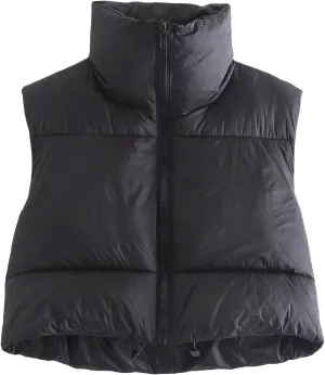 American Trends Women's Winter Crop Vest Sleeveless Puffer Vests for Women Jacket Outwear Coat