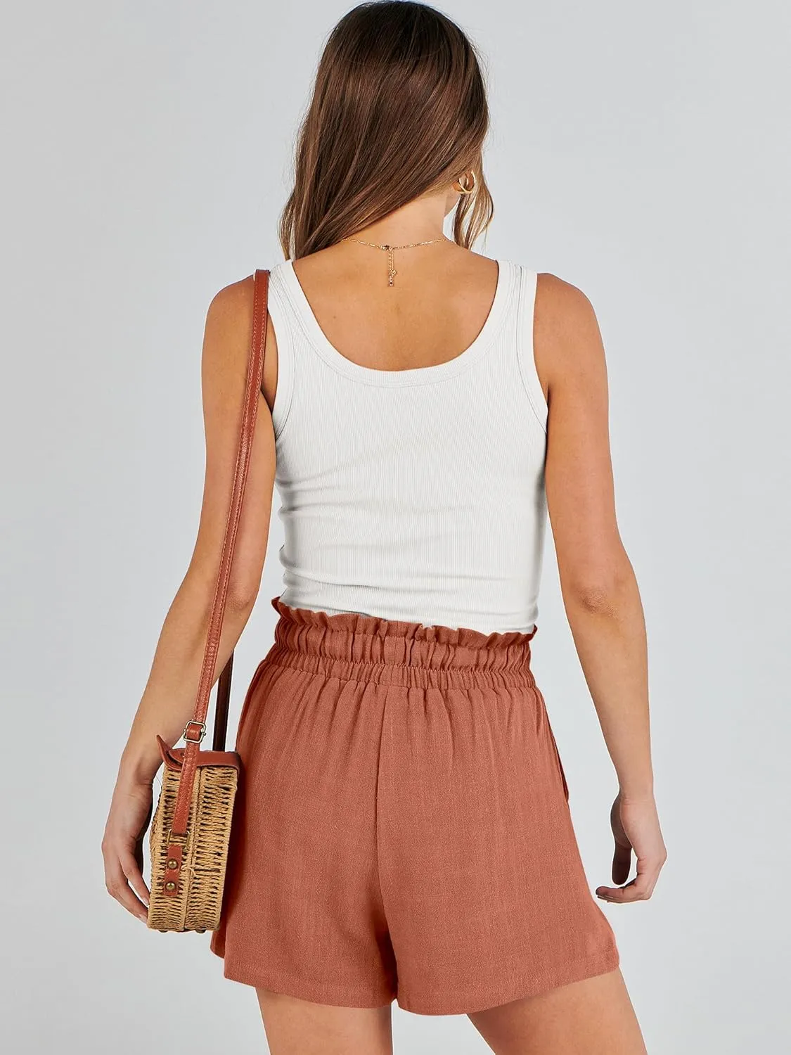 ANRABESS Linen Shorts for Women Summer Casual Wide Leg Loose High Waist Drawstring Dressy Beach Shorts 2025 Comfy Clothes