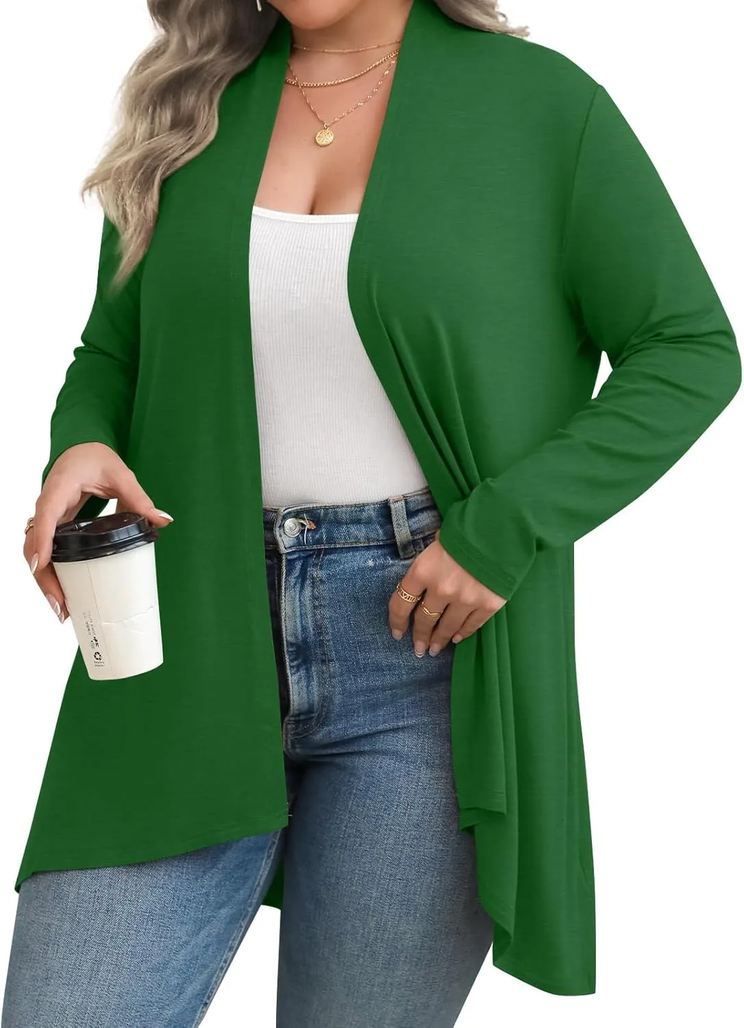 Anymiss Womens Plus Size Cardigan 2025 Spring Lightweight Jacket Summer Long Sleeve Kimono 1X-5X