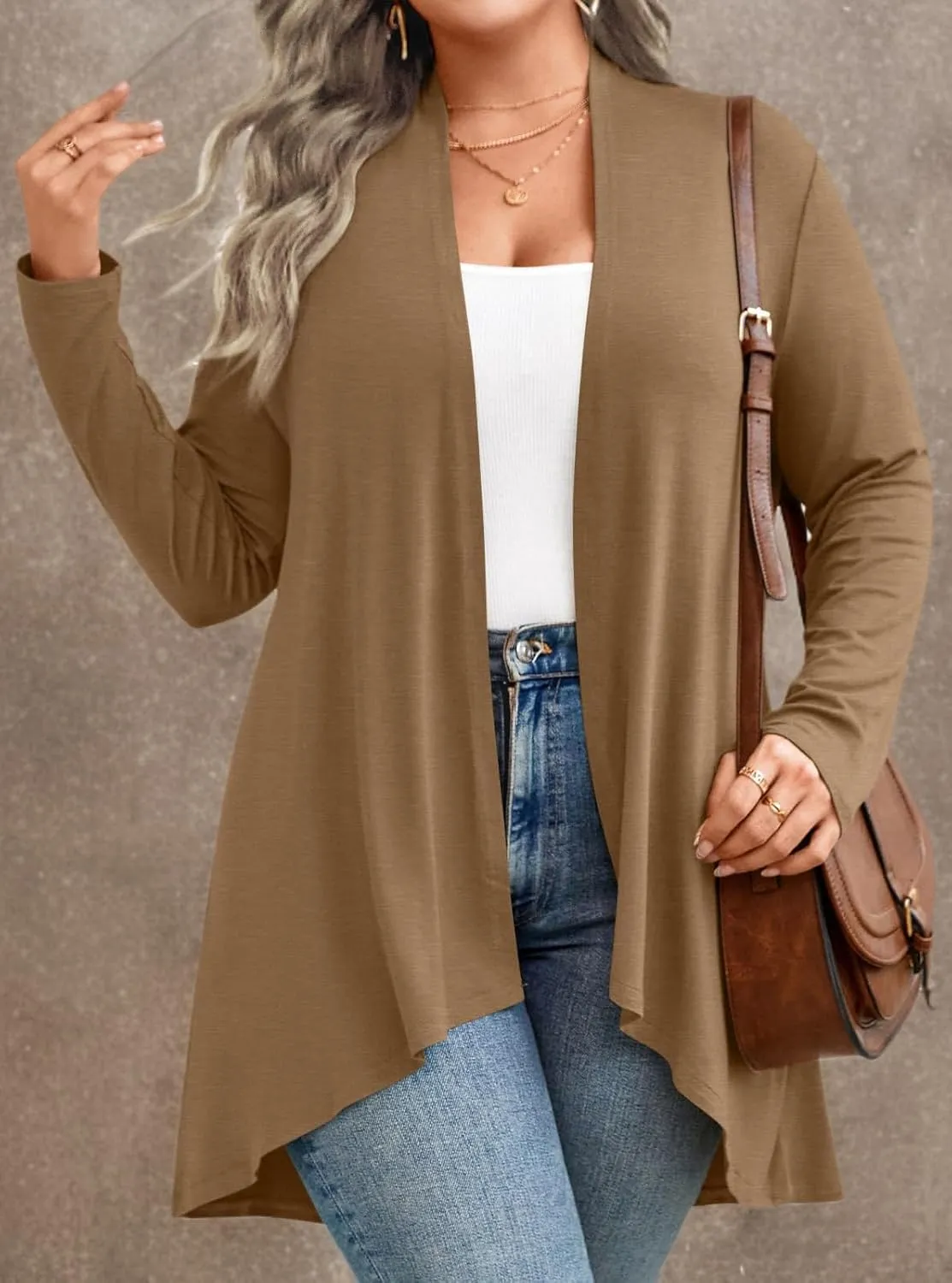 Anymiss Womens Plus Size Cardigan 2025 Spring Lightweight Jacket Summer Long Sleeve Kimono 1X-5X