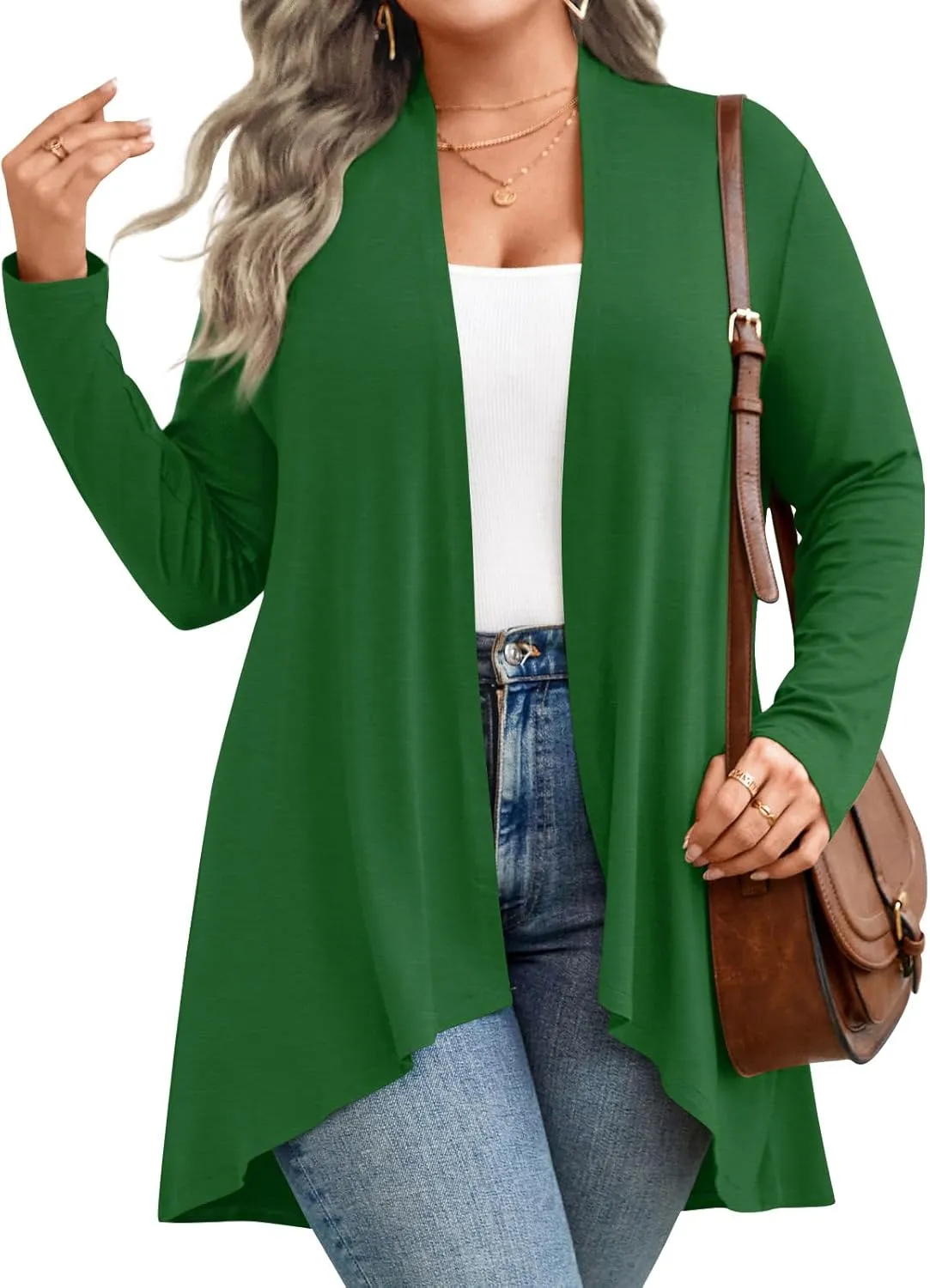 Anymiss Womens Plus Size Cardigan 2025 Spring Lightweight Jacket Summer Long Sleeve Kimono 1X-5X