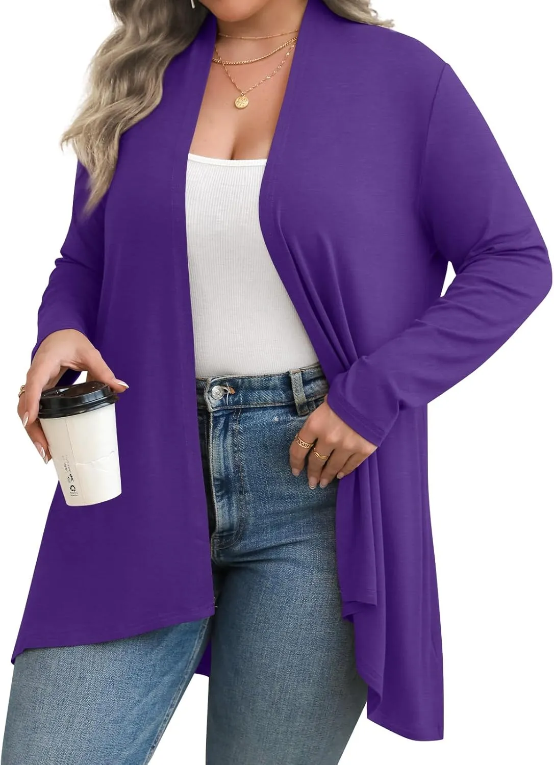 Anymiss Womens Plus Size Cardigan 2025 Spring Lightweight Jacket Summer Long Sleeve Kimono 1X-5X