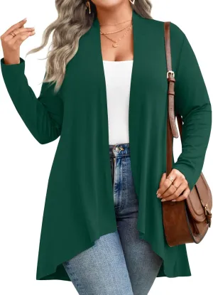 Anymiss Womens Plus Size Cardigan 2025 Spring Lightweight Jacket Summer Long Sleeve Kimono 1X-5X