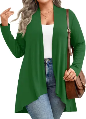 Anymiss Womens Plus Size Cardigan 2025 Spring Lightweight Jacket Summer Long Sleeve Kimono 1X-5X