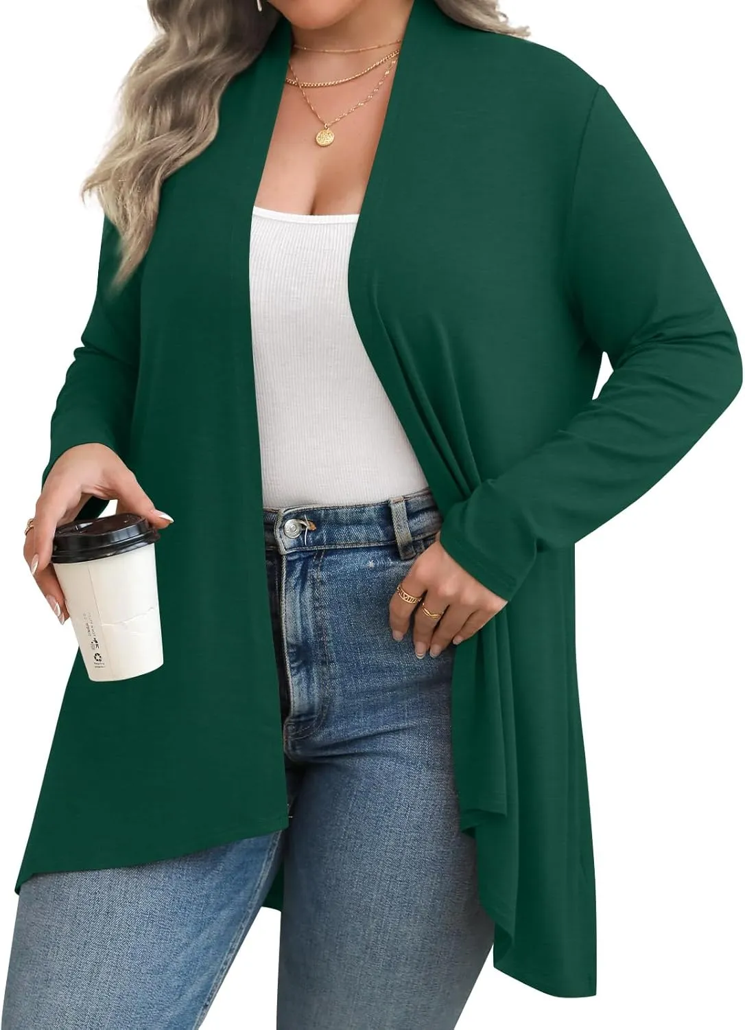 Anymiss Womens Plus Size Cardigan 2025 Spring Lightweight Jacket Summer Long Sleeve Kimono 1X-5X