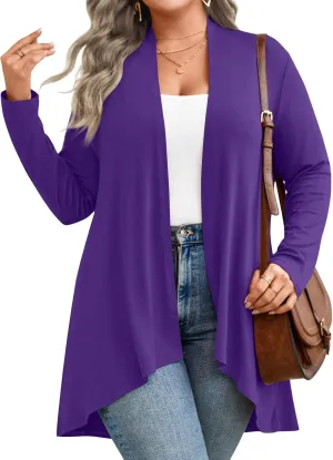 Anymiss Womens Plus Size Cardigan 2025 Spring Lightweight Jacket Summer Long Sleeve Kimono 1X-5X