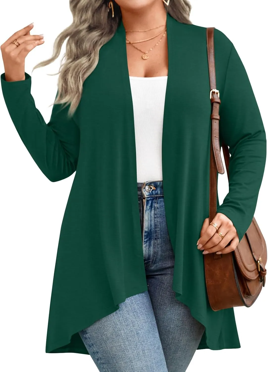 Anymiss Womens Plus Size Cardigan 2025 Spring Lightweight Jacket Summer Long Sleeve Kimono 1X-5X