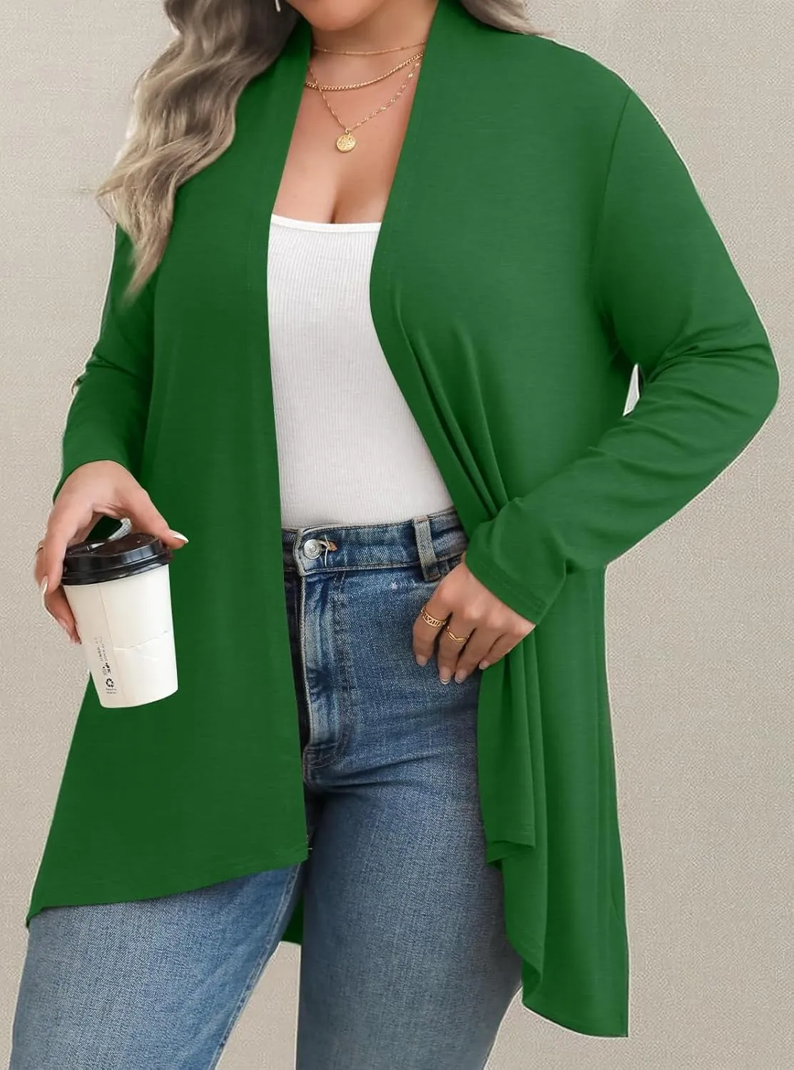 Anymiss Womens Plus Size Cardigan 2025 Spring Lightweight Jacket Summer Long Sleeve Kimono 1X-5X