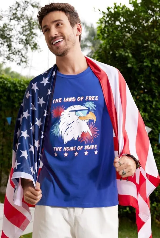 Arvilhill Men's 4th of July Shirt American Flag Short Sleeve T-Shirt 1776 Patriotic Cotton Tee Shirt (S-3XL)
