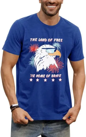 Arvilhill Men's 4th of July Shirt American Flag Short Sleeve T-Shirt 1776 Patriotic Cotton Tee Shirt (S-3XL)