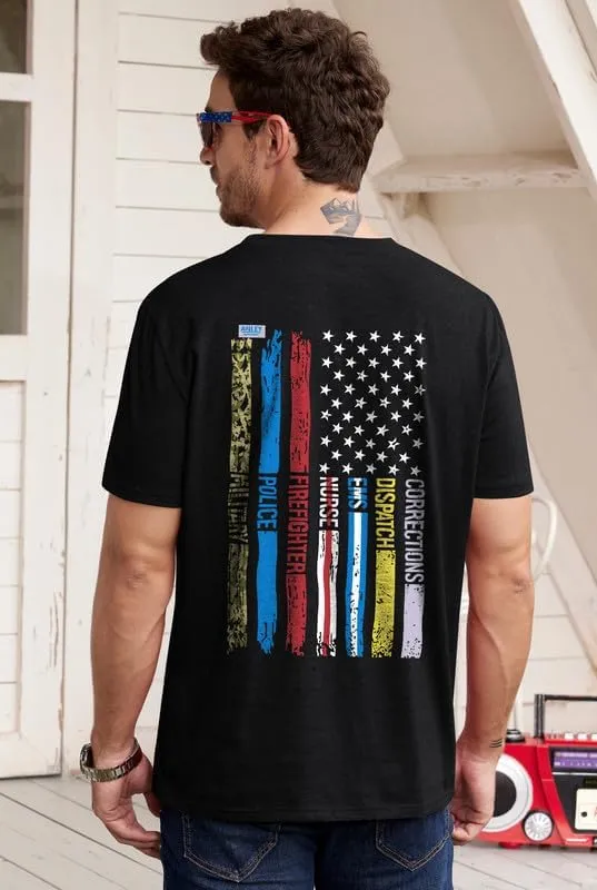 Arvilhill Men's 4th of July Shirt American Flag Short Sleeve T-Shirt 1776 Patriotic Cotton Tee Shirt (S-3XL)