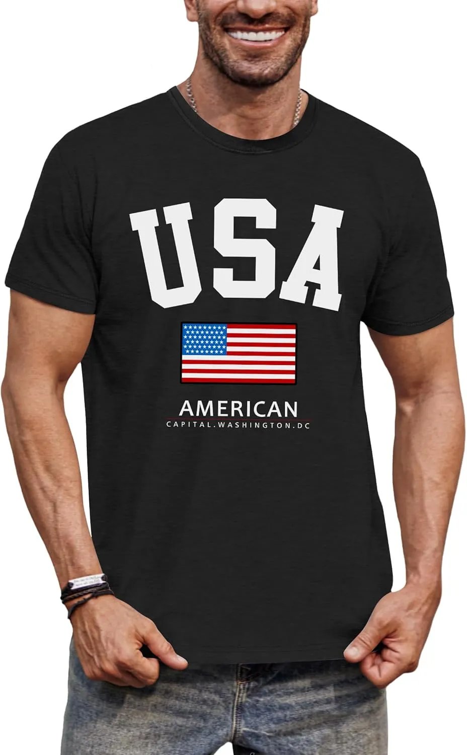 Arvilhill Men's 4th of July Shirt American Flag Short Sleeve T-Shirt 1776 Patriotic Cotton Tee Shirt (S-3XL)