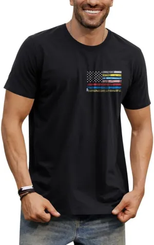 Arvilhill Men's 4th of July Shirt American Flag Short Sleeve T-Shirt 1776 Patriotic Cotton Tee Shirt (S-3XL)