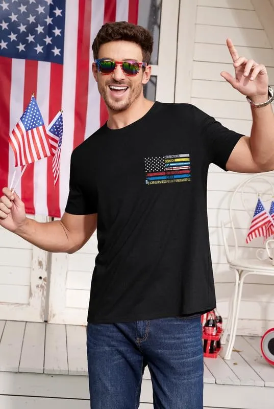 Arvilhill Men's 4th of July Shirt American Flag Short Sleeve T-Shirt 1776 Patriotic Cotton Tee Shirt (S-3XL)