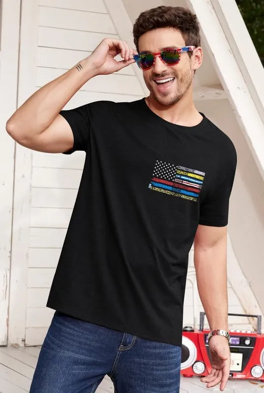 Arvilhill Men's 4th of July Shirt American Flag Short Sleeve T-Shirt 1776 Patriotic Cotton Tee Shirt (S-3XL)