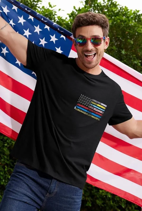 Arvilhill Men's 4th of July Shirt American Flag Short Sleeve T-Shirt 1776 Patriotic Cotton Tee Shirt (S-3XL)