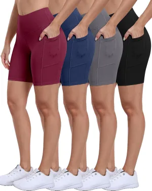 ATHVOTAR Biker Shorts Women with Pockets - 3"/5"/8" High Waisted Workout Spandex Tummy Control Gym Running Yoga Shorts