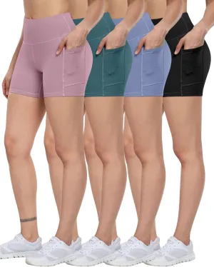 ATHVOTAR Biker Shorts Women with Pockets - 3"/5"/8" High Waisted Workout Spandex Tummy Control Gym Running Yoga Shorts