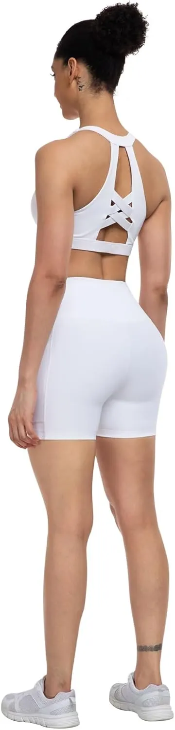 ATHVOTAR Biker Shorts Women with Pockets - 3"/5"/8" High Waisted Workout Spandex Tummy Control Gym Running Yoga Shorts