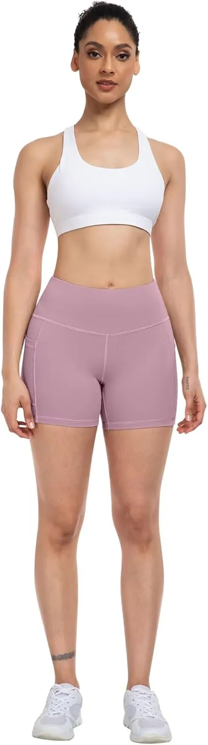 ATHVOTAR Biker Shorts Women with Pockets - 3"/5"/8" High Waisted Workout Spandex Tummy Control Gym Running Yoga Shorts