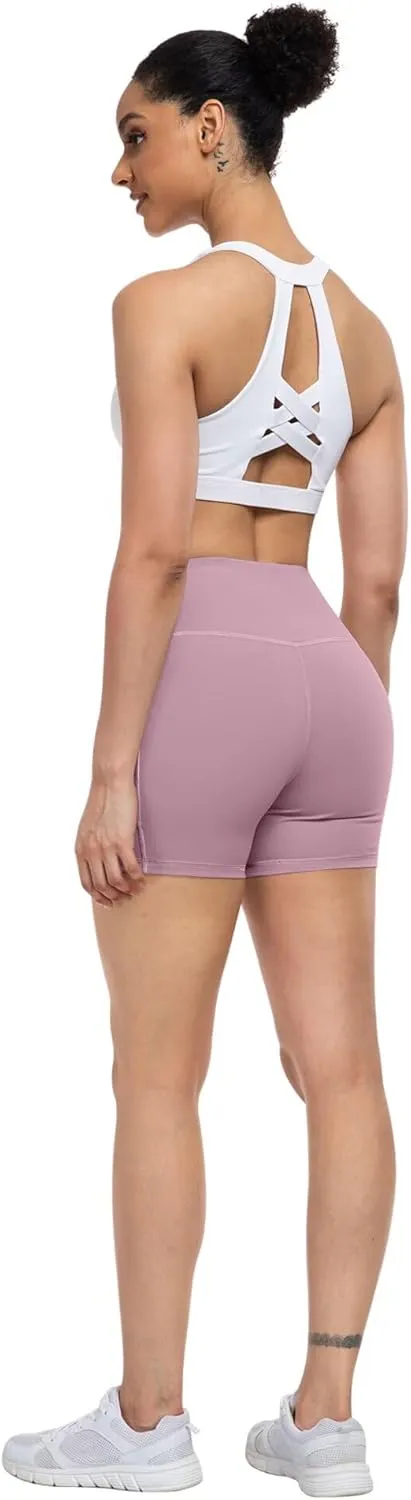 ATHVOTAR Biker Shorts Women with Pockets - 3"/5"/8" High Waisted Workout Spandex Tummy Control Gym Running Yoga Shorts