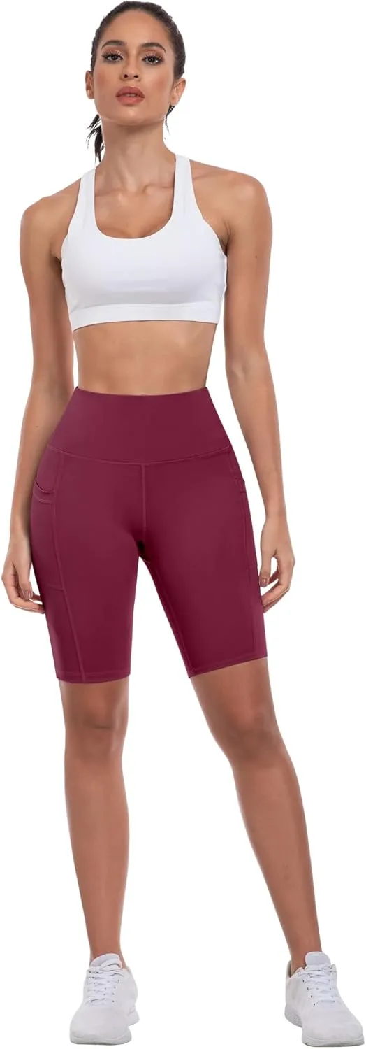 ATHVOTAR Biker Shorts Women with Pockets - 3"/5"/8" High Waisted Workout Spandex Tummy Control Gym Running Yoga Shorts