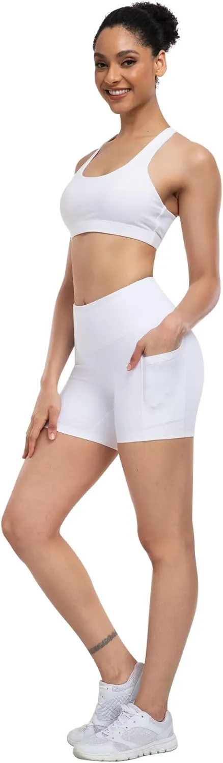 ATHVOTAR Biker Shorts Women with Pockets - 3"/5"/8" High Waisted Workout Spandex Tummy Control Gym Running Yoga Shorts