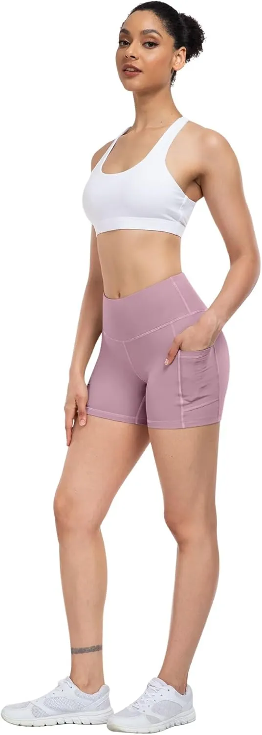 ATHVOTAR Biker Shorts Women with Pockets - 3"/5"/8" High Waisted Workout Spandex Tummy Control Gym Running Yoga Shorts