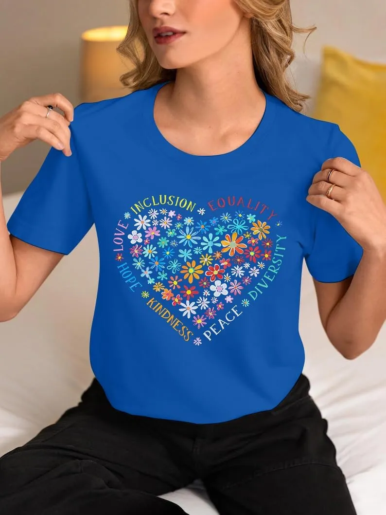 Autism Awareness Shirt Women Special Education Teacher T-Shirt Inspirational Graphic Tee Casual Top