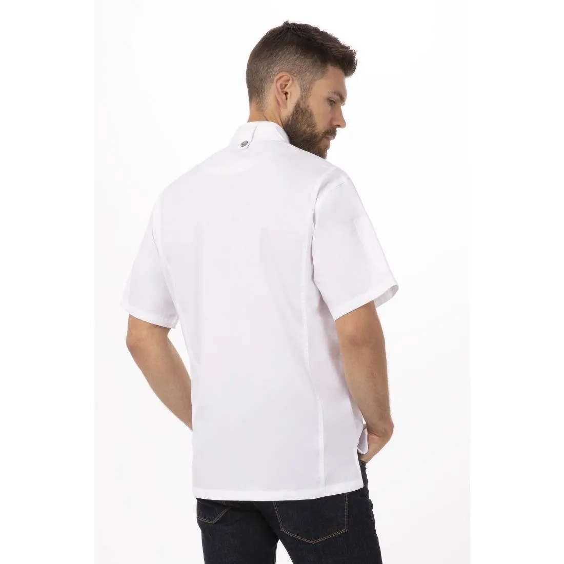 B471-XXL Chef Works Springfield Zipper Mens Chefs Jacket White 2XL