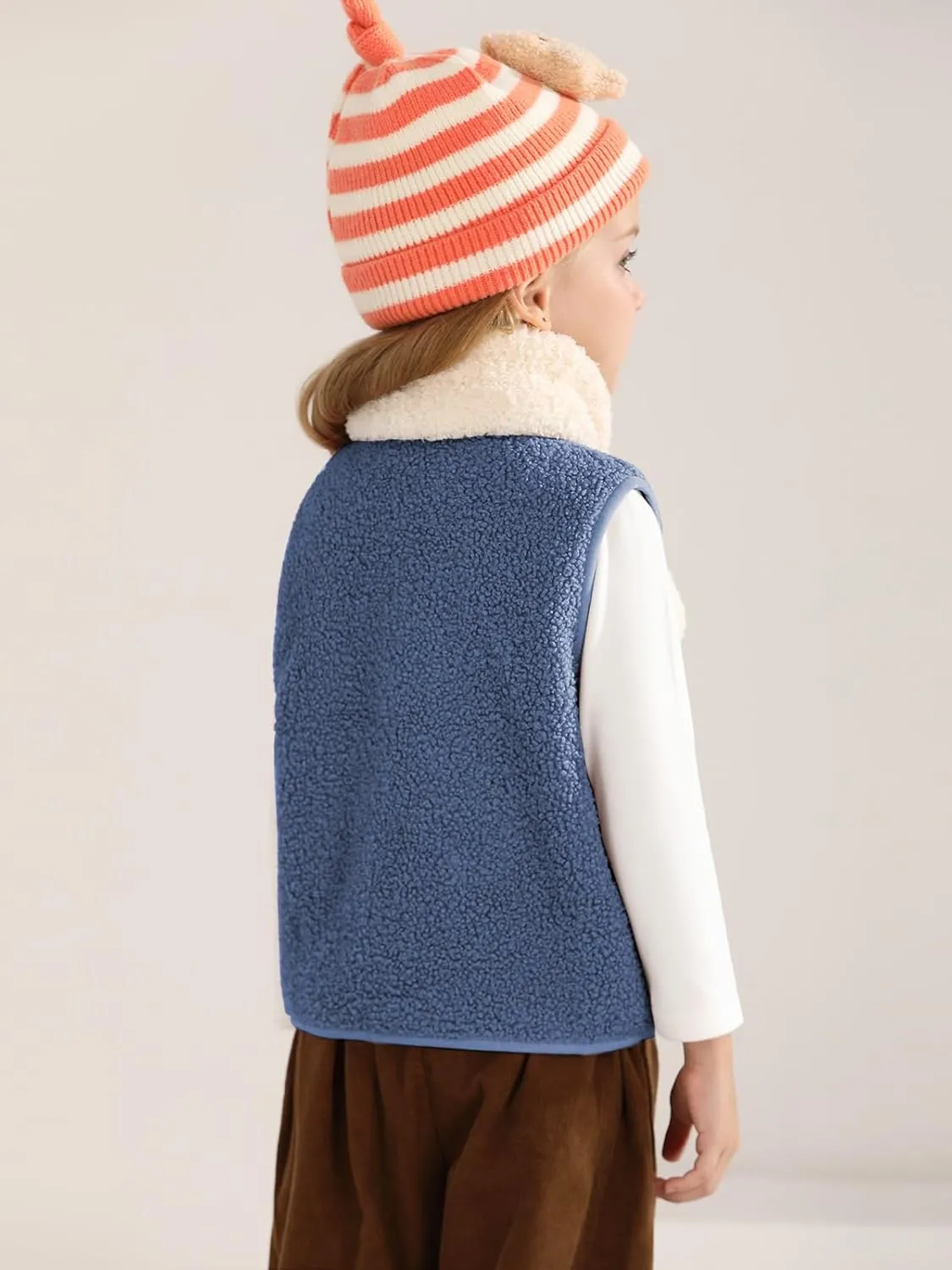 Baby Boy Girls Sleeveless Jacket Full Zipper Sherpa Fleece Vest Toddler Kids Fall Winter Waistcoat Outerwear with Pocket