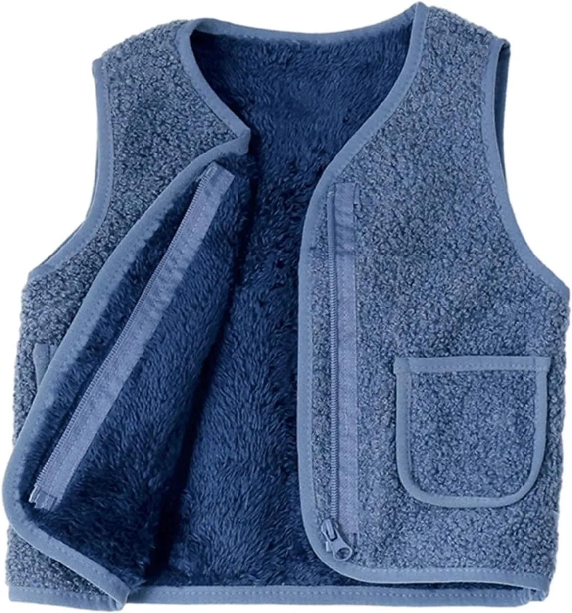 Baby Boy Girls Sleeveless Jacket Full Zipper Sherpa Fleece Vest Toddler Kids Fall Winter Waistcoat Outerwear with Pocket
